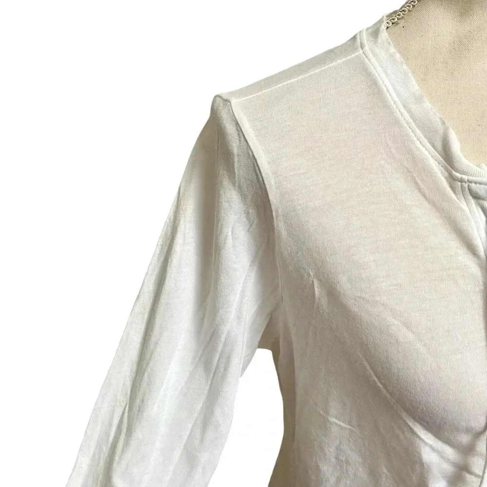 NSF White Lace Up Cotton Long Sleeve Lola Tee Top Small - Picture 5 of 13